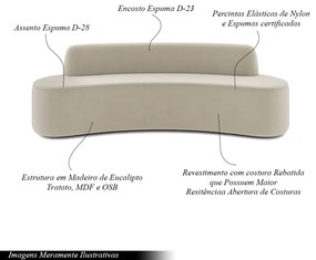 Sofá Decorativo 4 Lugares 230cm Bélgica Curvo Veludo Creme G15 - Gran Belo