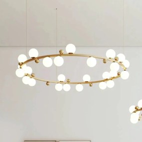 Pendente Aliança Horizontal Ø100X24Cm 25Xg9 Globo 10Cm - Usina 90006/2... (FN-F - Fendi Fosco, Cristal (Transparente))
