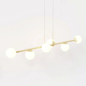 Pendente Six Retângular 124X25,5X27Cm Alumínio E Globo Ø12Cm Fosco 6Xg... (PRETO, FOSCO)