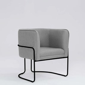Poltrona Decorativa Belinda D07 Base Aço Linho Mescla Elefante - D'Rossi