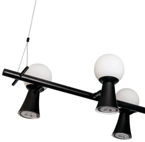 Pendente Dirham 78X32,4X18,6Cm 4Xg9 + 4Xmr16 Alumínio E Globo Ø10Cm |... (CP-M - Champagne Metálico, AMBAR)