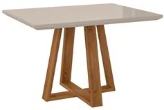 Mesa de Jantar Quadrada 136cm Gran Noa N04 Off White/Ipê - Mpozenato