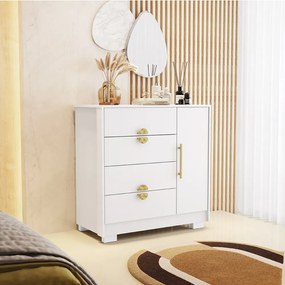 Cômoda Sapateira Flex Vollard 4 Gavetas 1 Porta com Prateleira Branco/Terracota G98 - Gran Belo