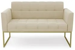 Sofá Namoradeira Base Industrial Dourado Ana Suede Bege - Ibiza