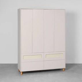 Guarda-Roupa Ollie 4 Portas com Pés Natural - Areia Fosco