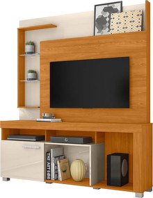 Estante de TV 50 Pol 160cm Sala de Estar Velora Cinamomo/Off White M20 - D'Rossi