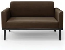 Sofá Namoradeira e 1 Poltrona Base Madeira Preto Maressa Suede Marrom