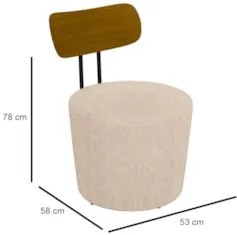 Poltrona Decorativa para Sala de Estar Redonda 53cm Le Moon Z32 Linho