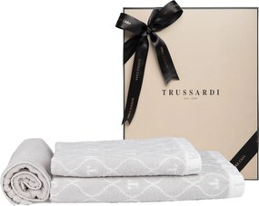 Jogo de Banho 3 Peças Trussardi Speciale Jacquard c/ Caixa de Presente Gelo