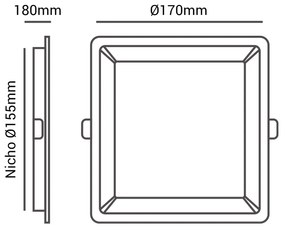 Embutido Quadrado Recuado 17X17Cm Led 18W 4000K Bivolt - Branco / Down...