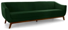 Sofá 3 Lugares Odeon D07 230cm Base Madeira Veludo Esmeralda - D'Rossi