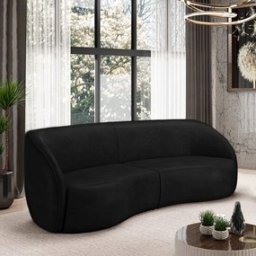 Sofá Decorativo Sala de Estar Bipartido 240cm Clarke PU Preto Manchado G45 - Gran Belo