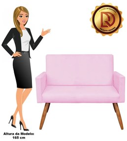 Namoradeira Larissa Suede Pés Palito Castanho D'Rossi - Rosa Bebê
