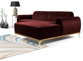 Sofá 3 Lugares Lisboa D07 com Chaise Direita 230cm Veludo Bordô - D'Rossi