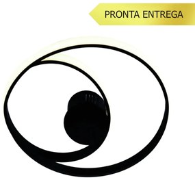 Plafon Roulette Redondo Entrelaçado Ø54Cm Led 45W 3000K Bivolt Preto -... (Preto)