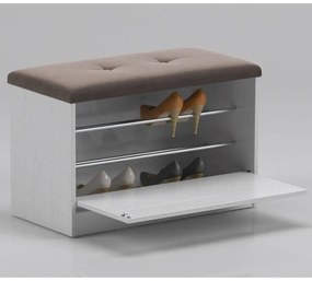 Sapateira Puff Cama Quarto Multifuncional Decoração Branco/marrom