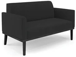 Sofá Namoradeira e 1 Poltrona Base Madeira Preto Maressa Veludo Preto