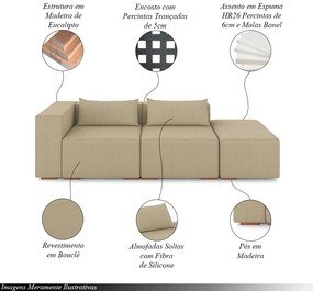 Sofá Versátil Sala de Estar Atlanta 298cm Modulado Bouclê Bege Escuro G52 - Gran Belo