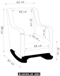 Poltrona Amamentação Base Madeira Balanço Vick Linho Bege F03 - Mpozen