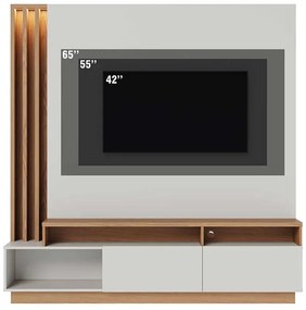 Estante Home Sala de Estar 180cm Filipina Led G73 - Gran Belo - OffWhite/Freijó