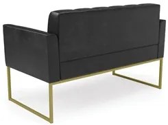 Sofá Namoradeira Base Industrial Dourado Ana Sintético PU Preto - Ibiz