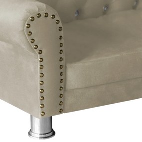 Mini Divã Sofá Realeza Cama Pet para Cães ou Gatos Elegante Suede Nude