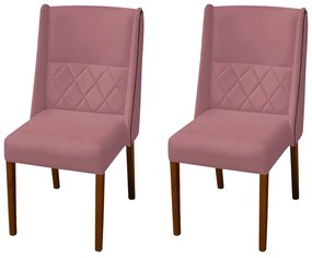 Kit 2 Cadeiras de Jantar Lecce Veludo Rose