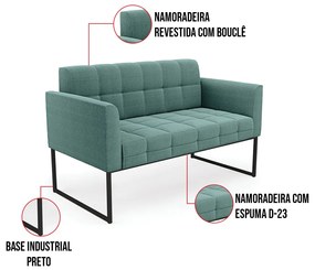 Sofá Namoradeira 2 Lugares Industrial Preto Elisa Bouclê D03 - D'Rossi  - Verde Menta