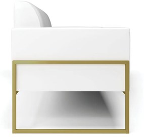 Sofá Namoradeira Base Industrial Alta Dourado Marisa Corano D03 - D'Rossi - Branco