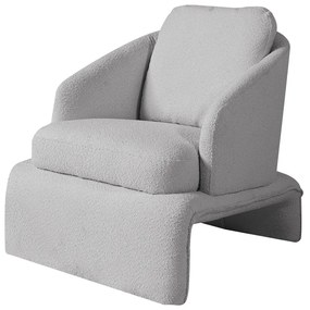 Poltrona Design  Califa Encosto Almofadado Bouclê Cinza G92 - Gran Belo