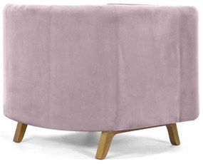 Kit 02 Poltronas Decorativas Para Sala de Estar Base de Madeira Ferrara Veludo Rosê G15 - Gran Belo