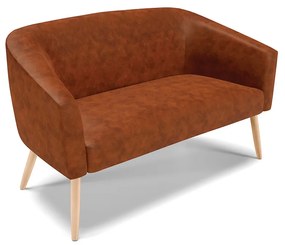 Sofá 2 Lugares Namoradeira Pé Palito Natural Stella Sintético PU Nozes D03 - D'Rossi