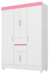 Guarda Roupa Casal Flex 6 Portas 2 Gavetas Ecom II D02 Branco/Rosa/Bra