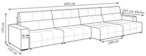 Sofá Retrátil 6 Lugares 444cm 4 Módulos Nero com USB Couro Caramelo G52 - Gran Belo