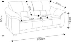 Sofá 3 Lugares Sala de Estar 200cm Veneza Couro Marrom - Scala Decor