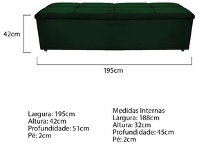 Calçadeira Munique 195 cm King Size Suede Verde - ADJ Decor