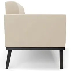 Sofá Namoradeira Base Madeira Preto Ana Suede Bege - Ibiza