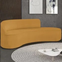 Sofá 4 Lugares Para Sala 220cm Orgânico Wendi Boucle Mostarda I01  - M