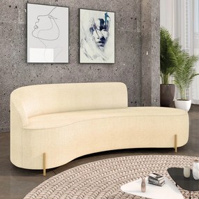 Sofá 4 Lugares Orgânico 220cm Pé Dourado Morgan Bouclê - Verde - Bege