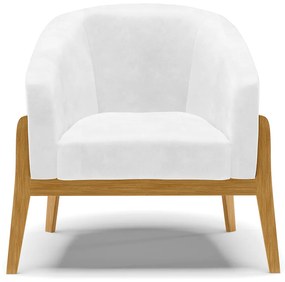Poltrona com Puff Base de Madeira Stella Sintético PU Branco D03 - D'Rossi