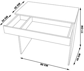 Mesa Escrivaninha 80 cm para Notebook com Gaveta Case MDP Branco G01 - Gran Belo
