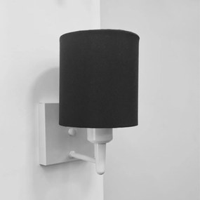 Arandela Quadrada Md-2033 Branco Cúpula em Tecido Cilíndrica Preto - Bivolt