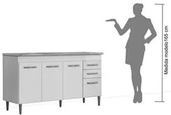 Armário Aéreo Parma e Balcão Gabinete Para Pia 150cm Lisboa Branco/Cas