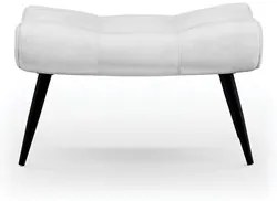 Puff Decorativo Para Sala de Estar Pés Palito Lord Sintético Branco -