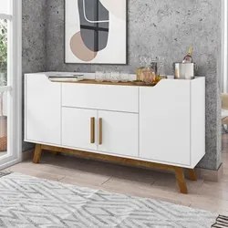 Balcão Aparador Buffet 4 Portas 1 Gaveta Future Branco/Cinamomo - Bech