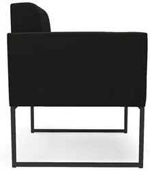 Sofá Namoradeira e 2 Poltronas Base Industrial Preto Ana Suede Preto -