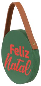 Placa Decorativa Feliz Natal em Madeira Verde 20x13 cm F04 - D'Rossi