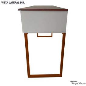 Penteadeira Escrivaninha Iron 136cm com Pés de Metal Imbuia/Bege/Cobre - Vizzato - Bege
