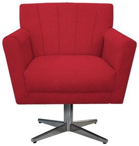 Poltrona Laura Base Giratória de Metal Suede Vermelho - ADJ Decor