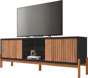 Rack TV 72 Pol 180cm Bancada Ripado para Sala Kellem Freijó/Preto C01 - D'Rossi